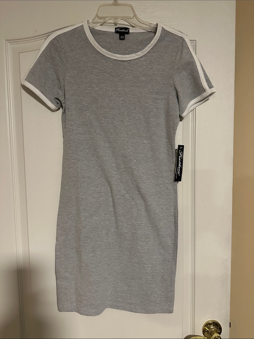 🚨2 for $10🚨Feathers Gray Tee Shirt Dress with White Trim